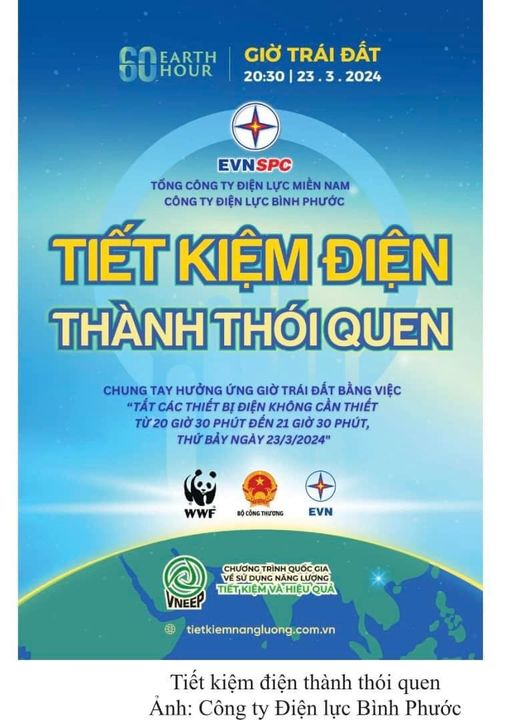 Hưởng ứng chiến dịch Giờ trái đất tại tỉnh Bình Phước