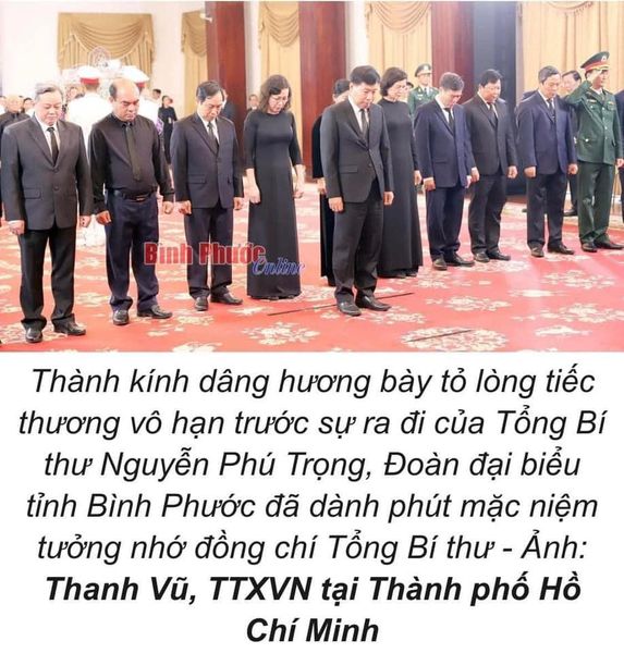 Đoàn đại biểu tỉnh Bình Phước viếng Tổng Bí thư Nguyễn Phú Trọng.