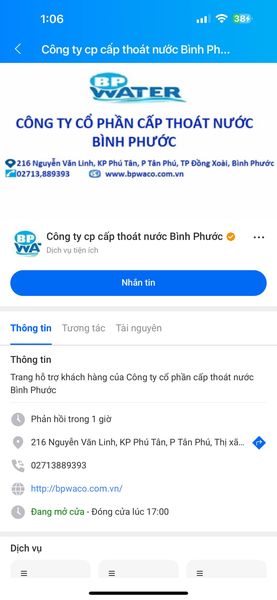 THÔNG BÁO CẤP THOÁT NƯỚC BÌNH PHƯỚC: