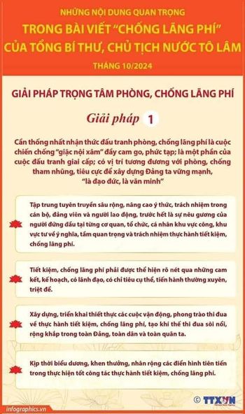 (Infographic) Tổng Bí thư, Chủ tịch nước nêu 4 giải pháp trọng tâm phòng, chống lãng phí